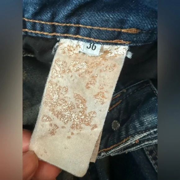 Dolce & Gabbana D&G Straight Leg Leather Patch Logo Jeans Size 36 Straight